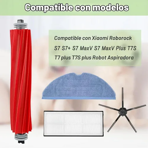 Vista 2 de Piezas de repuesto compatibles con Roborock Compatibles con Roborock S7 S7+ S7 MaxV, S7 MaxV Plus T7S T7 Plus T7S Plus Robot Aspiradora, 2 cepillos
