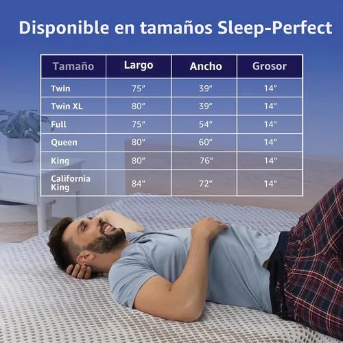 Vista 2 de Colchón ROOST SLEEP de 14 pulgadas para cama individual con soporte de firmeza media, certificado CertiPUR-US, con gel de memoria viscoelástico