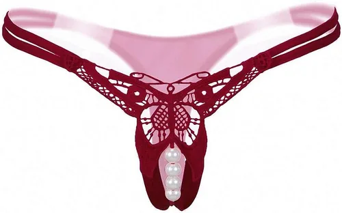 Vista 3 de Tanga sin costuras de tanga de encaje de mujer de sexo de cadena de perlas