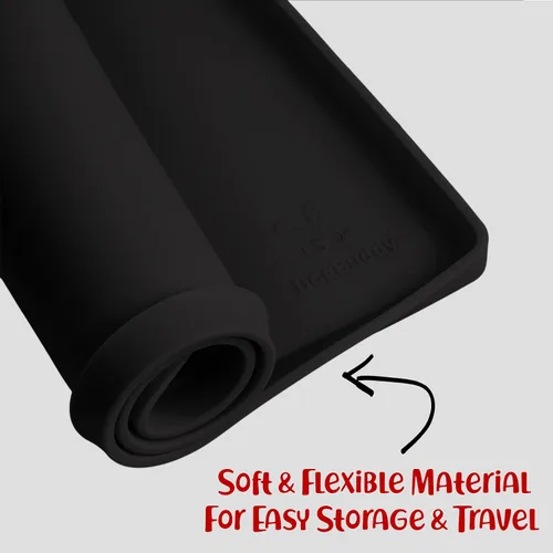 Vista 6 de DogBuddy Tapete antideslizante para la comida y el agua de perros y mascotas, impermeable, de silicona, con bordes, XS (11 x 11 pulgadas), negro