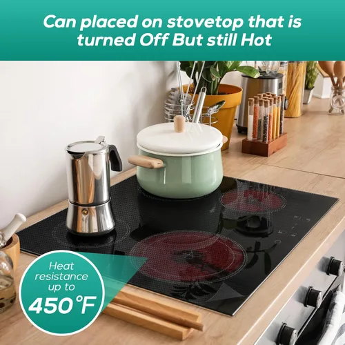 Vista 2 de PAWBOSE Alfombrilla de cocina de inducción de silicona resistente al calor, cubierta superior de estufa ignífuga para estufa eléctrica, protector