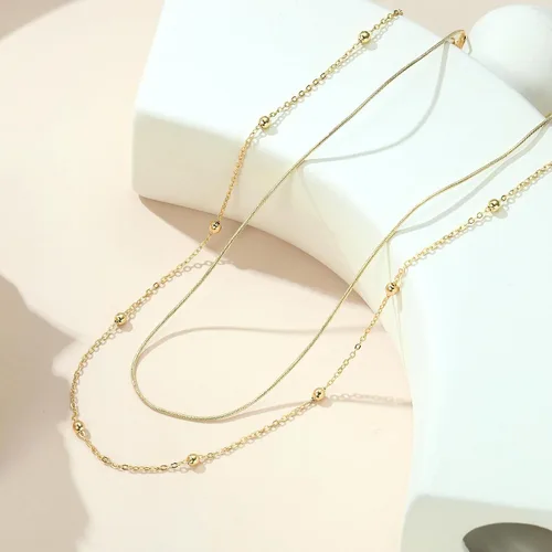 Vista 5 de IEFWELL Collar de cadena de oro para mujer, collares de oro de 14 quilates para mujer, collares de cadena de moda para mujer, joyería de oro de moda