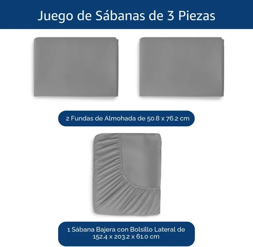 Vista 2 de Moonsea - Juegos de sábanas con bolsillo extraprofundo para colchón de aire tamaño Queen - Juegos de sábanas con bolsillo profundo tamaño Queen Gris
