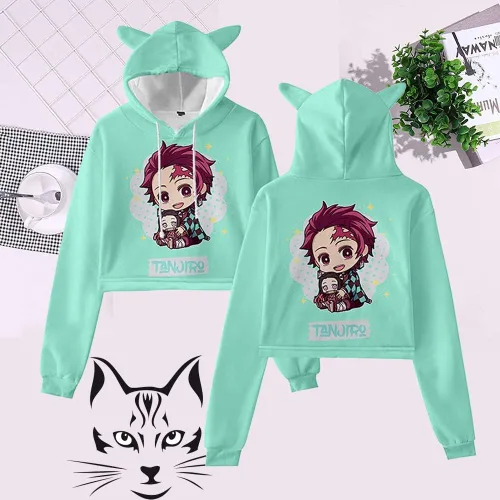 Vista 2 de Sudadera con capucha para mujer y niña, diseño de anime Slayer Kimetsu no Yaiba