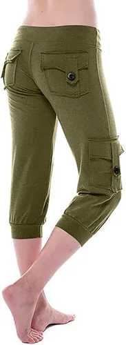 Vista 2 de XUNRYAN Pantalones cargo para mujer, corte de bota, para yoga, entrenamiento, pantalones recortados, cintura elástica, pantalones deportivos