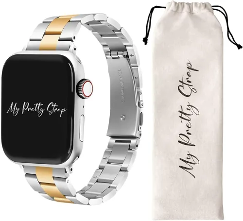 Vista 15 de Compatible Apple Watch Band Strap, Stainless Steel Fashion iWatch Replacement Strap- Easy Resizing, No Tool Needed, Fits Most Wrists- Series 1-11