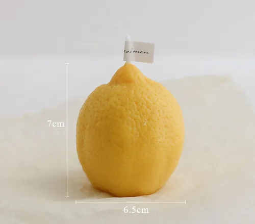 Vista 8 de Vela perfumada en forma de limón, 3.53 oz (3.53 oz) de cera de soja, vela decorativa para mesa, foto, regalo de cumpleaños, perfecta