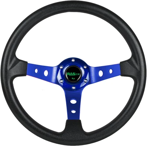 Vista 10 de RASTP - Volante universal de carreras, volante de deriva de plato profundo de 13.8 pulgadas/350 mm con 6 pernos de agarre de vinilo y aluminio