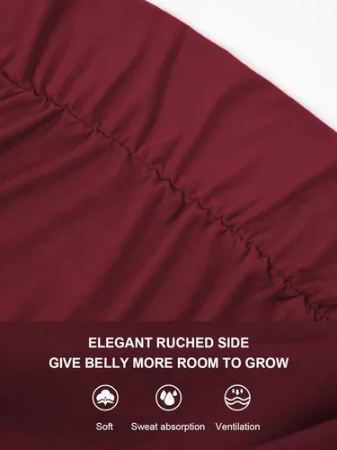 Vista 4 de Glampunch Camisas de maternidad para mujer, manga corta y larga, con lazo frontal, tops de maternidad