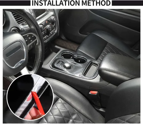 Vista 3 de Voodonala Cubierta de fibra de carbono para panel de palanca de cambios de consola central compatible con Dodge Durango 2014-2017 (2014-2017)