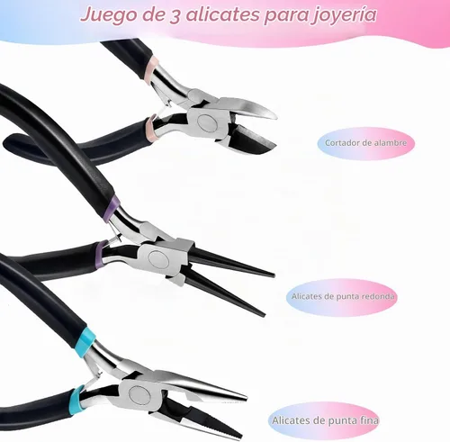 Vista 5 de URSKYTOUS Juego de 3 piezas de alicates para joyería, kit de herramientas de alicates para hacer joyas incluye alicates para joyería de punta