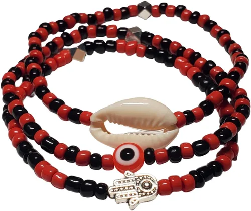 Vista 14 de 3 pcs Ilde Cowrie seashell Evil Eye Hamsa Hand Orisha Santeria Pulseras Bracelet Set