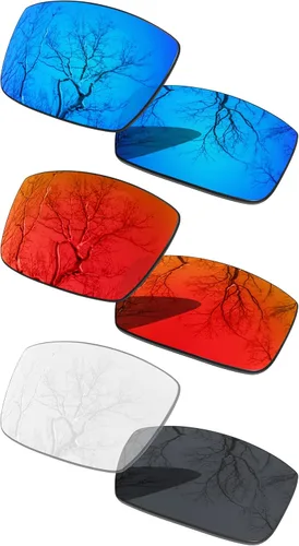 Vista 17 de 3 Pair Polarized Replacement Lenses for Oakley Gascan OO9014 Pack Cromo negro y plateado y oro de 24 quilates