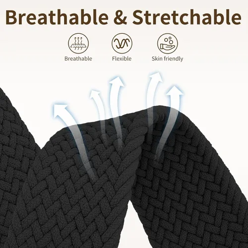 Vista 4 de Correa trenzada compatible con Fitbit Versa 4 bandas para mujer/Versa 3/Sense 1/Sense 2, cierre magnético, tela de nailon con correas de hebilla