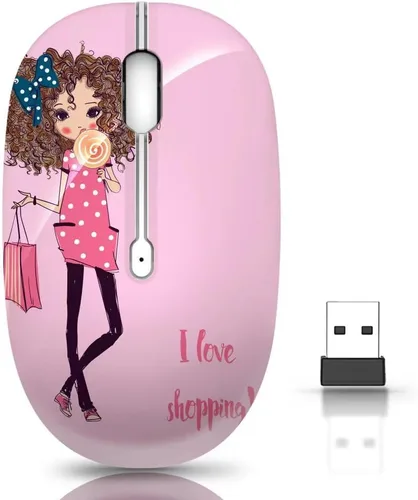 Vista 8 de JUHOO Ratón inalámbrico con nano receptor para PC, laptop, notebook, computadora, MacBook, menos ruido, ratones ópticos portátiles y móviles