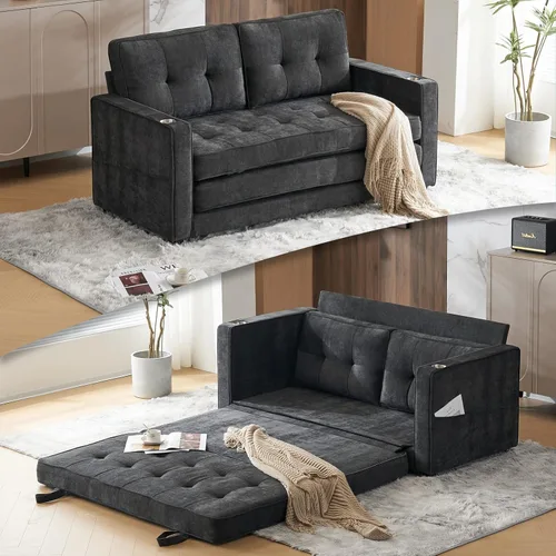 Vista 10 de VINGLI Sofá Cama Loveseat Mejorado, 53.5" An x 83" L Sofá Cama Convertible Sofá Cama Futón Sofás para Sala de Estar, Sofá Cama Plegable