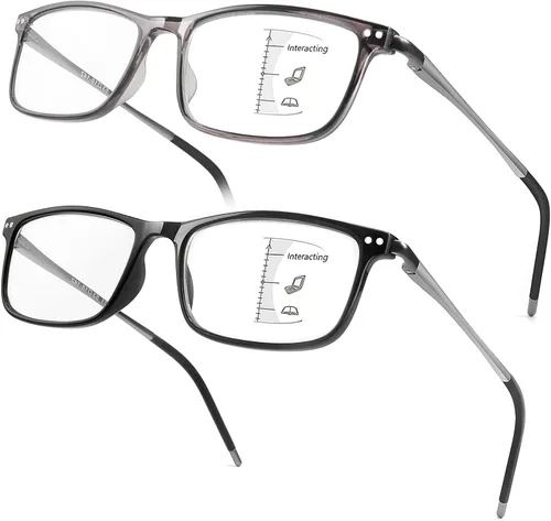 Vista 9 de SKYOAK Paquete de 2 lentes de lectura duraderos progresivos multienfoque para hombre, bloqueo de luz azul, lector de computadora