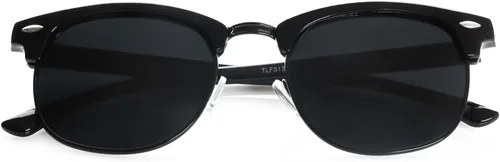 Vista 8 de grinderPUNCH Gafas de sol polarizadas súper oscuras semi sin montura para hombres y mujeres, 70s 80s, gafas de sol vintage para hombres y mujeres