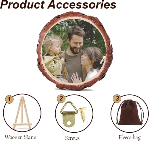 Vista 4 de Marco de fotos personalizado, impresión de fotos personalizada en rodajas de madera, artesanía de madera con soporte, regalos de fotos