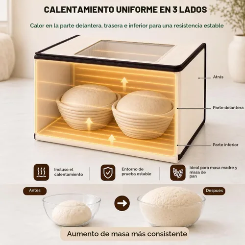 Vista 3 de BLUBYEES Caja de fermentación plegable mejorada con calefacción de 3 lados, sensor NTC incorporado y control preciso de temperatura de 68-104°F