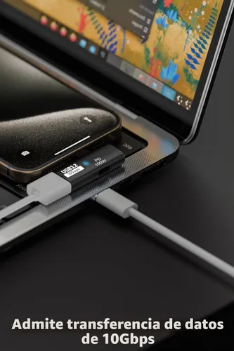 Vista 4 de AreMe - Adaptador USB C a USB 3.2 2 en 1 con puerto de carga de 100 W, color negro Convertidor OTG Thunderbolt 4/3 para Rog Ally, Steam Deck