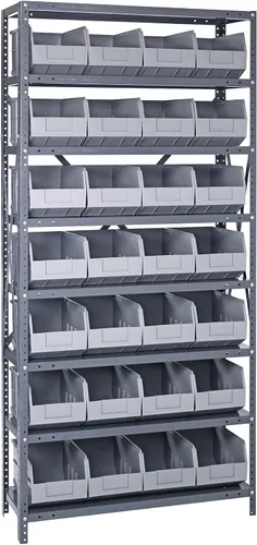 Vista 167 de Quantum QSBU-245BK Heavy Duty Shelving Unit with (7) Shelves and (24) QUS245 Black Bins for Garage Warehouse Storage Distribution 400 lb Load
