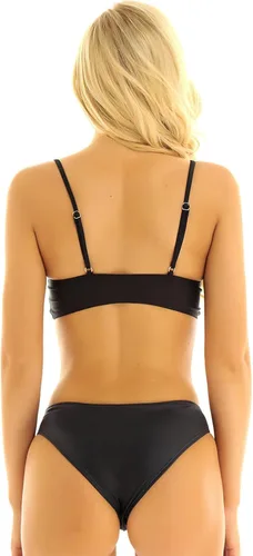 Vista 6 de Traje de baño de bikini con estampado "Yes Daddy" para mujer, mini camisola, brasier con parte inferior de tiro bajo