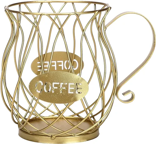 Vista 6 de Soporte multiusos para cápsulas de café con forma de taza, organizador de cápsulas de café de gran capacidad, elegante cesta de almacenamiento