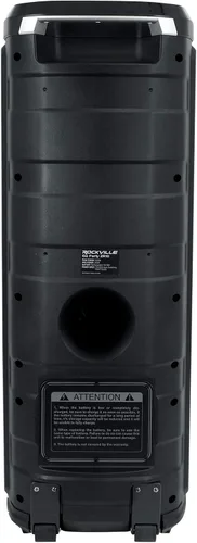 Vista 5 de Rockville Go Party ZR10 Altavoz Bluetooth portátil dual de 10 pulgadas y 1000 W, luces LED, micrófono UHF, estéreo TWS, perfecto para fiestas