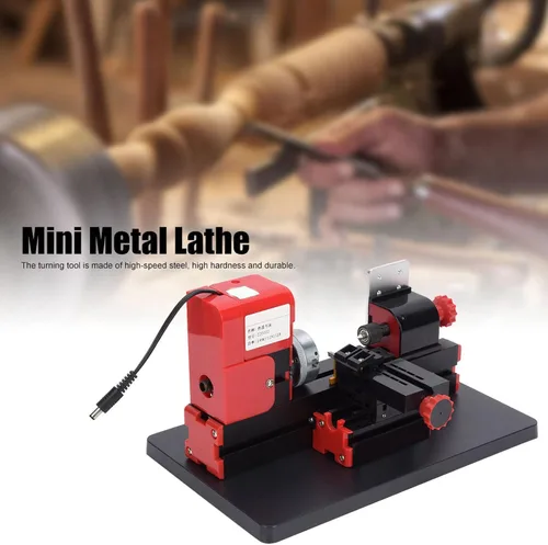 Vista 2 de ViaGasaFamido Kit de torno de metal 24W Mini máquina de torno motorizado 20000RPM DIY modelado herramienta de carpintería enchufe de EE. UU. Control