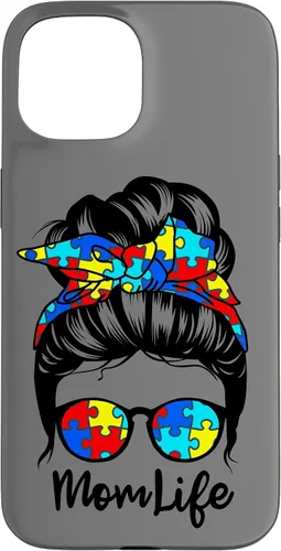 Vista 6 de Mom Life Messy Bun Hair Autism Funny Autism Case for iPhone 17