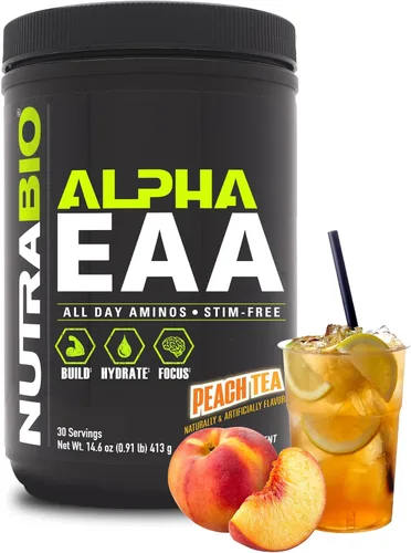 Vista 11 de NutraBio Alpha EAA - Aminoácidos de Todo el Día para el Crecimiento Muscular e Hidratación - Aminoácidos Esenciales con Nootrópicos y Adaptógenos