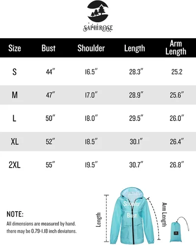 Vista 6 de SaphiRose Chaqueta ligera para lluvia para mujer, impermeable, transpirable, rompevientos con capucha y plegable