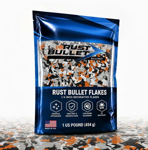 Vista 11 de RUST BULLET Copos de color decorativos – marrón otoñal – Personaliza pisos de concreto con 1 libra de chips de vinilo duraderos y resistentes a
