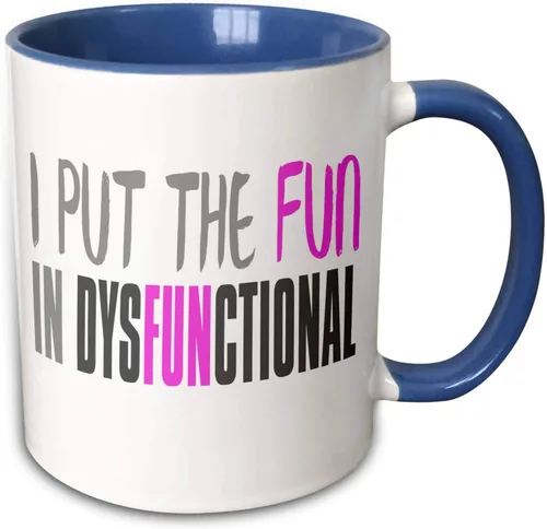 Vista 14 de 3dRose I Put The Fun In Dysfunctional 11oz Two-Tone Black Mug