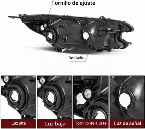Vista 4 de JSBOYAT Conjunto de Faros Delanteros de Reemplazo para Honda CR-V 2012-2014 Faro Delantero Lámpara Halógena con Bombillas, Carcasa Negra con Carcasa