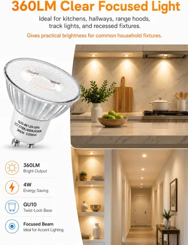 Vista 9 de SerBion Paquete de 6 bombillas LED GU10 que cambian de color, bombillas de 4 W para iluminación empotrada, iluminación de pista, luces de acento