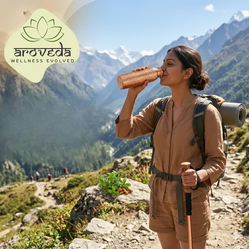 Vista 4 de Botella de agua de cobre para agua potable de 34 onzas – Botella de cobre martillado 100% puro hecho a mano, probada en laboratorio, a prueba