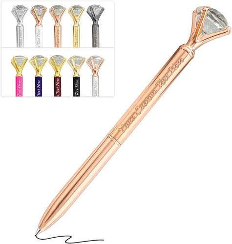 Vista 73 de Bolígrafos de diamante con cristal personalizado con nombre grabado a granel, bolígrafos de metal personalizados, bolígrafos de tinta negra, regalo