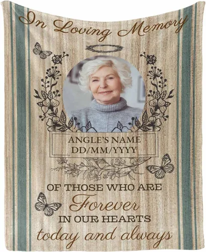 Vista 32 de InterestPrint Manta personalizada en memoria amorosa manta personalizada con foto, There is a Little Bit of Heaven in Our Home perfecta para sofá