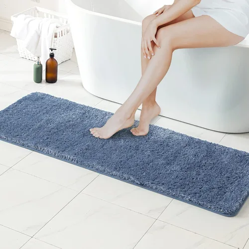 Vista 101 de MIULEE Alfombras de baño negras, suaves y pequeñas, absorbentes, antideslizantes, de secado rápido, esponjosas, para baño, bañera y duchas, lavables