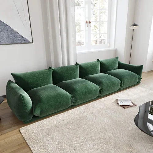 Vista 23 de JACH Mid-Century - Sofá modular moderno de felpilla para sala de estar, sofás minimalistas profundos de 3 asientos con cojín grueso, muebles cómodos