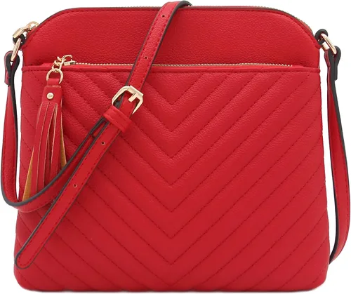 Vista 12 de Bolsa cruzada FashionPuzzle de tamaño medio con acolchado de espiga y borla Negro