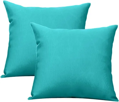 Vista 7 de Augld Paquete de 2 fundas de almohada para exteriores e interiores, impermeables, sólidas, color aguamarina, 18 x 18 pulgadas Aqua