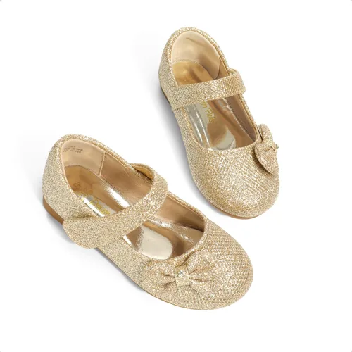 Vista 4 de DREAM PAIRS Zapatos de vestir para niñas, con lazo lateral, Mary Jane, flores, zapatos planos de bailarina (bebéniño pequeño)