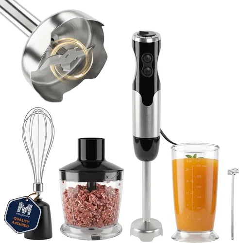 Vista 6 de MegaWise Juego de batidora de mano 3 en 1 con control de velocidad variable, licuadora de inmersión de 400W - Incluye batidor, espumador de leche