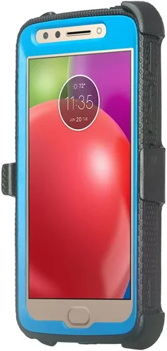 Vista 4 de SOGA - Funda híbrida compatible con Motorola Moto E4 Plus con clip para cinturón y protector de pantalla integrado para Moto E4 Plus