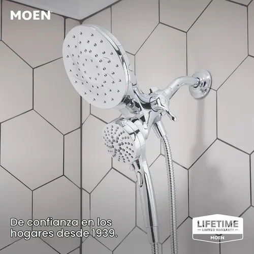 Vista 2 de Moen Engage Chrome Magnetix 2 en 1 Combo de ducha de lluvia con rociador de ducha de mano desmontable, con sistema de acoplamiento magnético, 26009