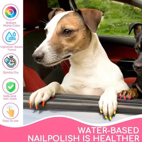 Vista 6 de OLINGYOU Esmalte de Uñas para Perro, Esmalte de Uñas para Perro con Lápiz de Secado Rápido-6 Colores, Juego de Esmaltes de Uñas para Mascotas
