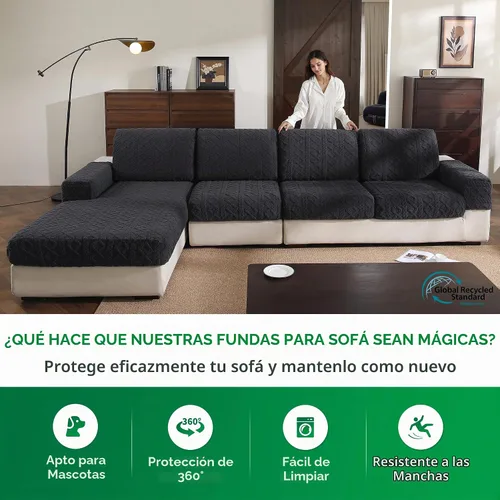 Vista 8 de OHSIO Fundas para Cojines de Sofá, Funda de Sofá de Felpa Super Suave y Gruesa Elástica Funda de Sofá Seccional Lavable Amigable para Mascotas Gris